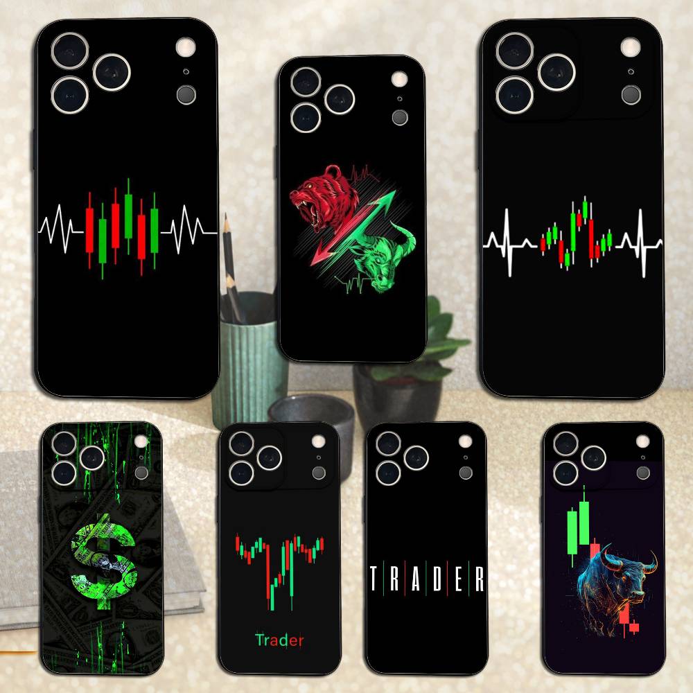 Day Trading Day Trader Trader Case For iPhone 15,16,12,14,17,13,11,Plus,Pro Max,8,7,XR,SE,XS,X,Mini,Soft Silicone Black