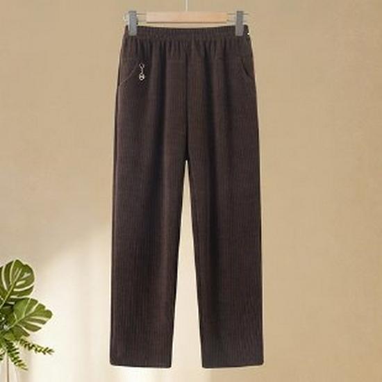 Mom's Summer Ice Silk Elastic Waist Straight-Leg Casual Pants - Chinese Style, Loose Fit for Middle-Aged & Elderly Women