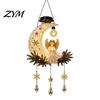 Garden Patio Yard Decoration Solar Angel Moon Light, Christmas Hanging Lantern with Warm Glow, Resin Outdoor Decor for Porch Tree, Faux Crystal
