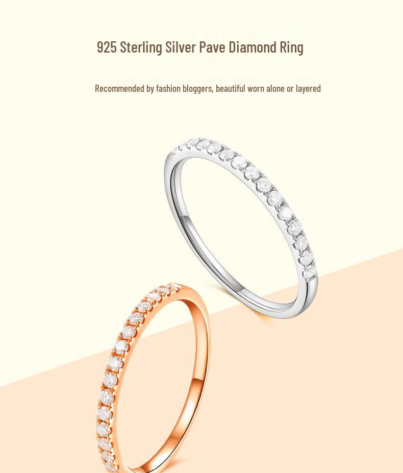 18K Rose Gold s925 Sterling Silver Cubic Zirconia Index Finger Ring for Women – Simulated Diamond Tail Ring