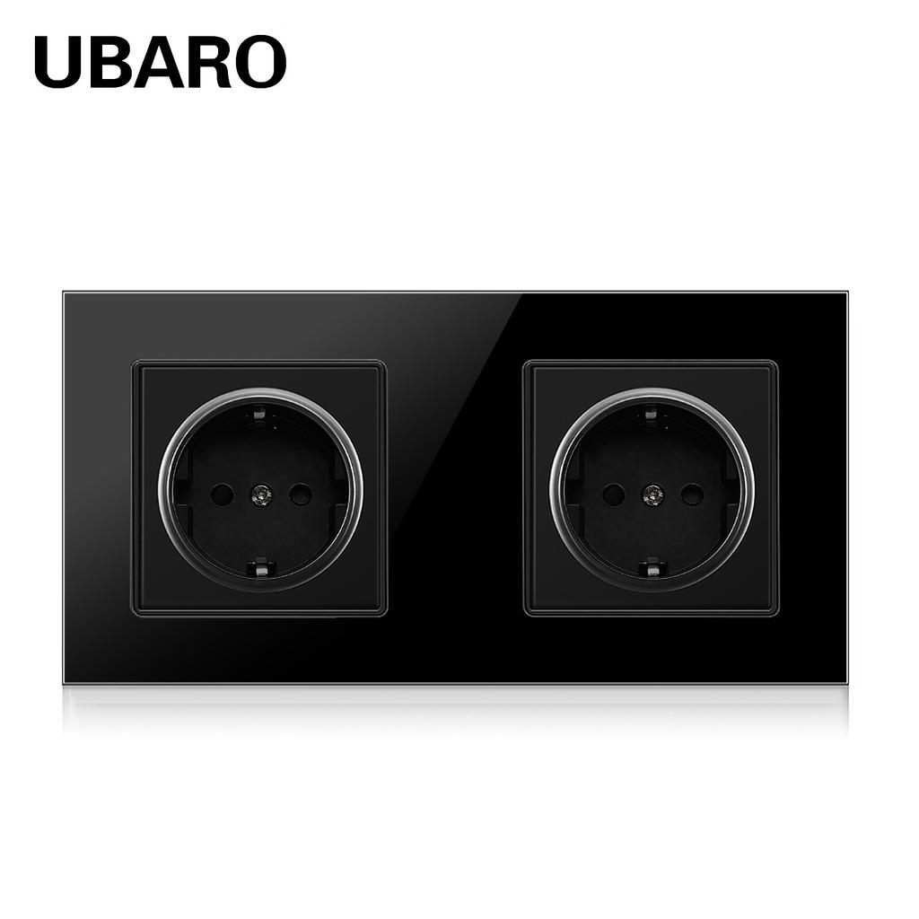 Bseed Europe Russia 16A Wall Power Socket White Black Grey Gold Crystal Glass Panel Plug Electrical Outlet for Home Improvemet
