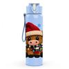 1PC Santa Hat Cute Cow 750ml Color Plastic Sports Water Bottle Leakproof Flip Straw Lid Suitable for Sports Office Home Use