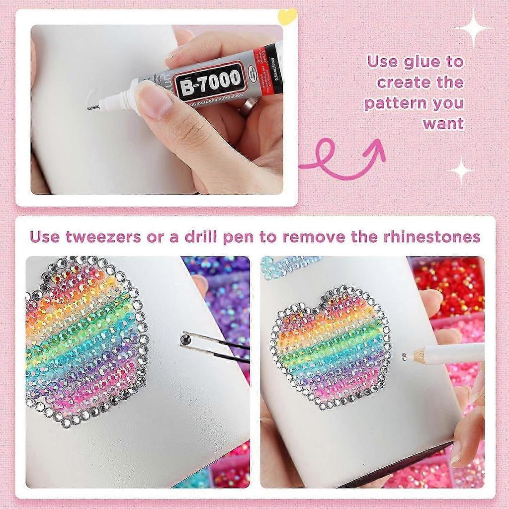 Strass steentjes voor Knutselen 40 Kleuren 3 mm Platte Achterkant Edelstenen Set met Lijm en Gereedschap voor Bedazzling Kit