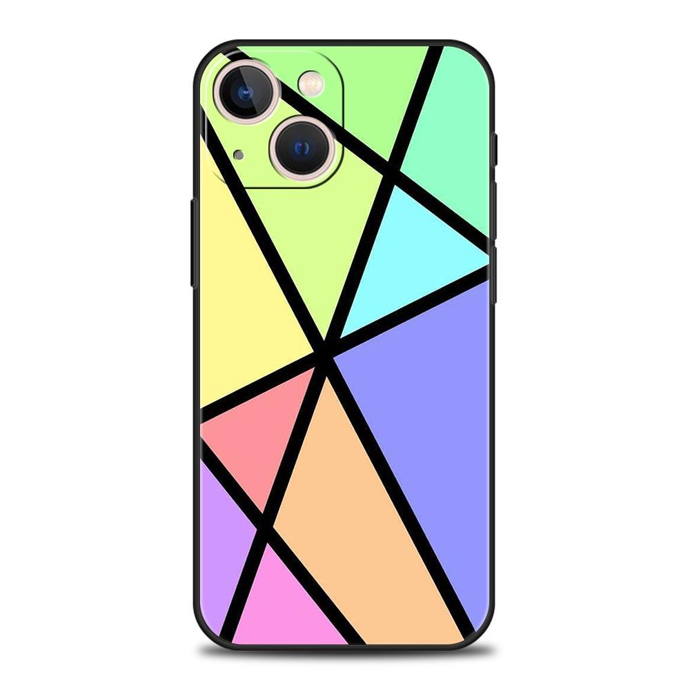 Color Geometry Marble Luxury Phone Case For iPhone 16 13 15 14 12 11 Pro MAX XR X SE XS 7 8 Plus Soft TPU Shockproof Cover