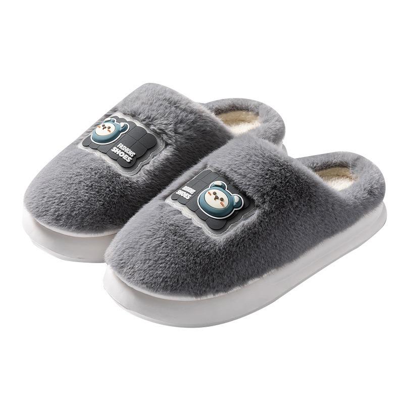 Fleece bear cotton slippers winter thickened cotton slippers women's soft bottom warm indoor home