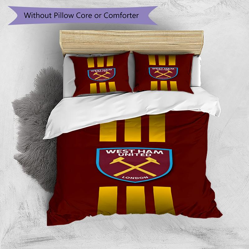 West Ham United Pattern Printed Pattern Duvet Cover Set – includes 1 duvet cover and 2 matching pillowcases Bedroom decor Christmas gifts