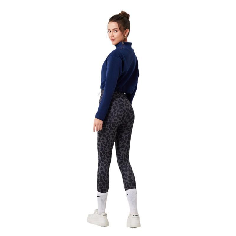 High-Waisted Seamless Fleece-Lined Leopard Print Yoga Pants Women Warm Butt-Lifting Breathable Leggings Running Fitness