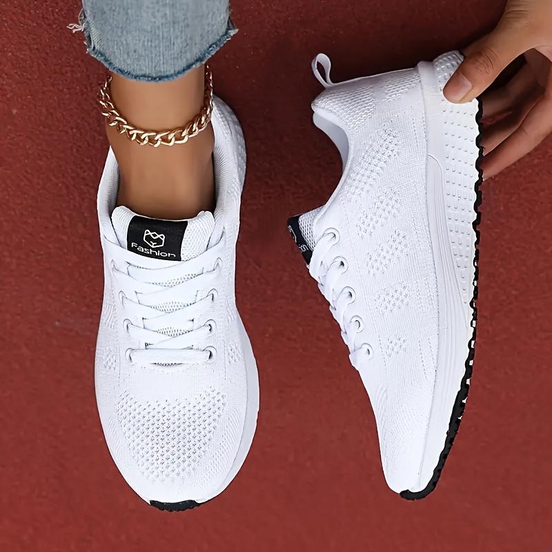 Women's Casual Lace-Up Sneakers - Comfortable Round Toe Low-Top Shoes