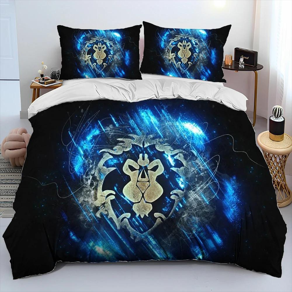 World of Warcraft, WOW, Zestaw pościeli dla gracza, Poszwa na kołdrę Zestaw do łóżka, Poszwa na kołdrę Poszewka na poduszkę, Zestaw pościeli rozmiar king queen