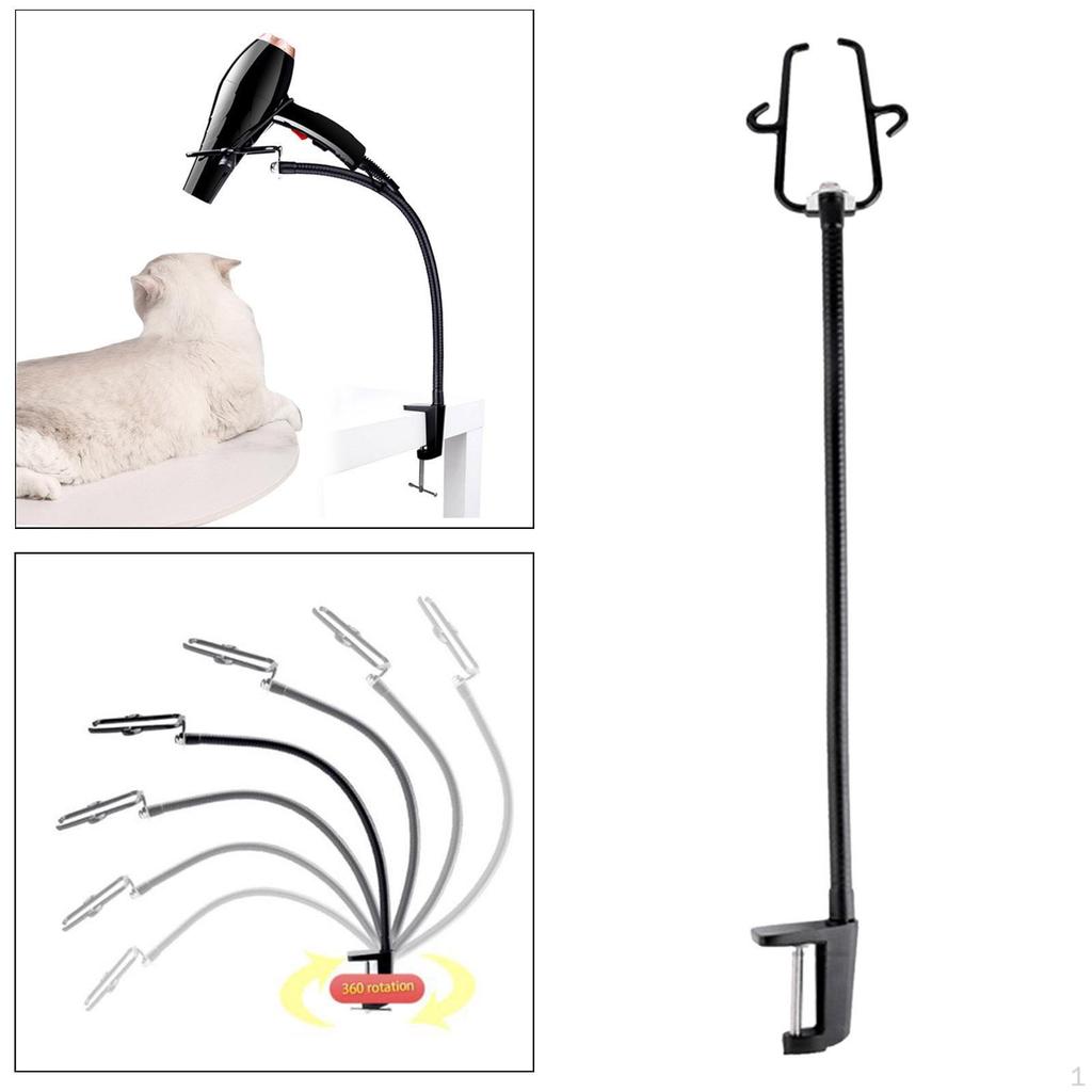Hands Blow Dryer Holder, Stainless Steel Hair Stand Clamp Mount for Countertop, Adjustable