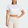 Adidas Yoga Studio Wrapped T-Shirt with Small Logo, Open Back and Lace-Up Design, Short Crop Top Women Tops White IS9001