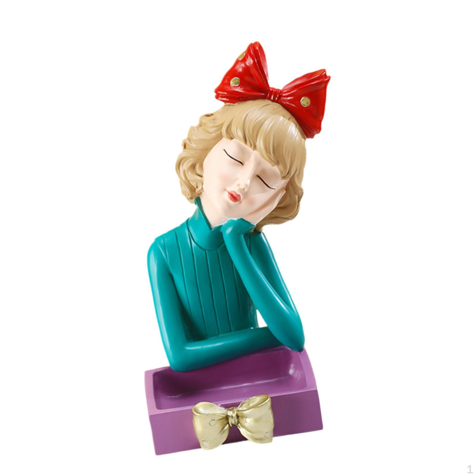 

Girl Resin Figure Sculpture, Bowl Holder Organizer for Cabinet Countertop Storage розовый