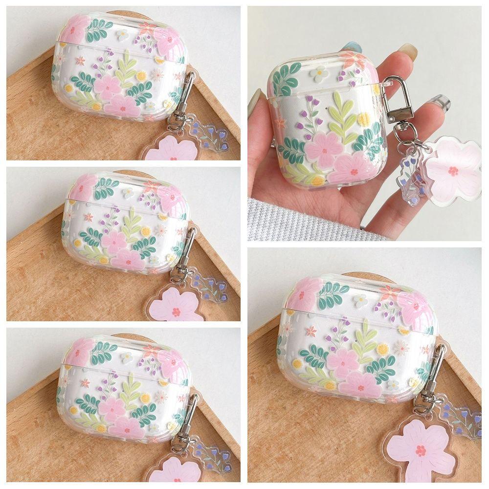 Soft Material Wireless Bluetooth Case Clear Green Knot Heart Design AirPods Case Cover Flower Pattern for AirPods 1/2/3/4/Pro 2