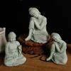 1Pcs Mini Buddhism Figurine Desk Decor Home Zen Statue Green Sandstone Thailand Ornament Buddha Garden Statue Fish Tank Decor