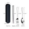 Portable Stainless Steel Cutlery Set: Fork, Spoon & Chopsticks - Ideal for Students & Outdoor Use