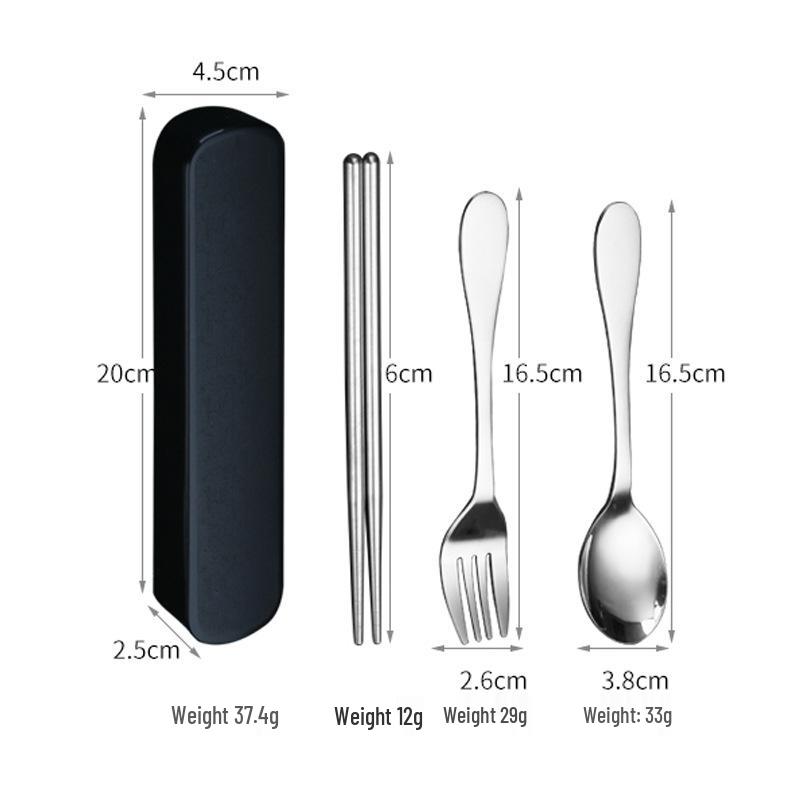 Portable Stainless Steel Cutlery Set: Fork, Spoon & Chopsticks - Ideal for Students & Outdoor Use
