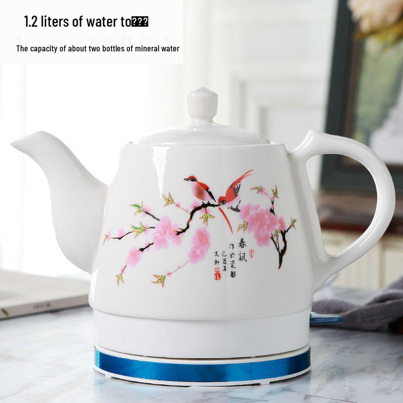 Blue & White Porcelain Electric Kettle: Large Capacity, Automatic Power-Off, Perfect for Home Tea Boiling.