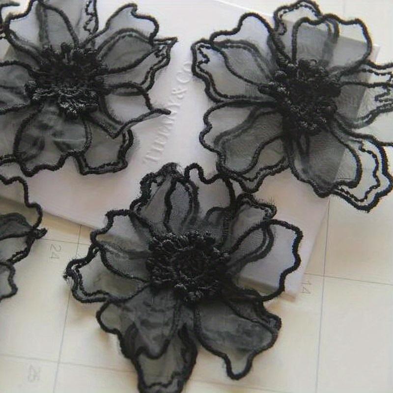 6Pcs Double Layer Lace Flower Applique Embroidered Patches Rpair For DIY Handmade Craft Wedding Dress Decoration 6.5CM Wide