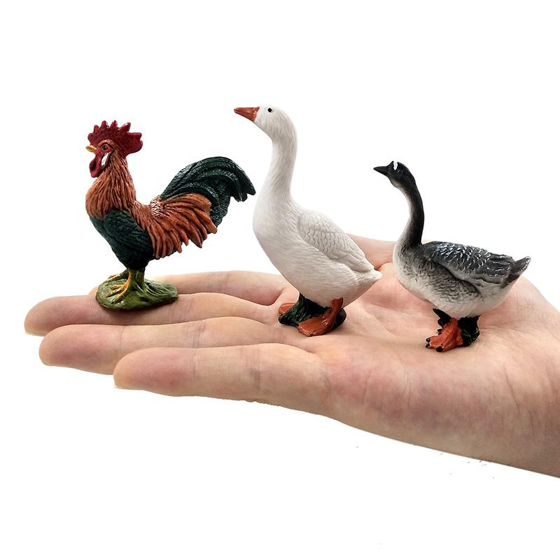 Farm Animal Model Artificial Chicken Duck Goose Figurines Bonsai Home Decor Miniature Fairy Garden Decoration Accessories Modern