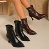2026 New Autumn Winter Women Ankle Boots 22-24.5cm Elastic Fabric Pointed Toe  Short Boots High Heel Back Zip Skinny Boots