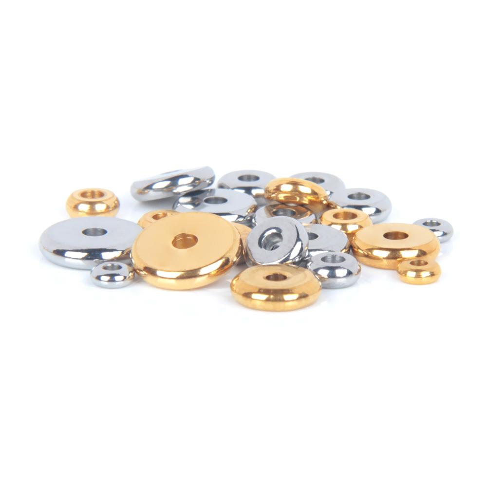 XHN 50PCS 304 Stainless Steel Flat Round Beads 4 5 6 8 10 mm Disc Loose Spacer Beads For Jewelry Making DIY Bracelet