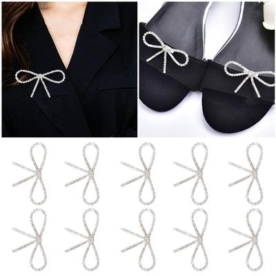10pcs Sparkly Rhinestone Rhinestone Brooch Vintage Bowknot Claw Chain Pin Bow Brooch Pin For Women