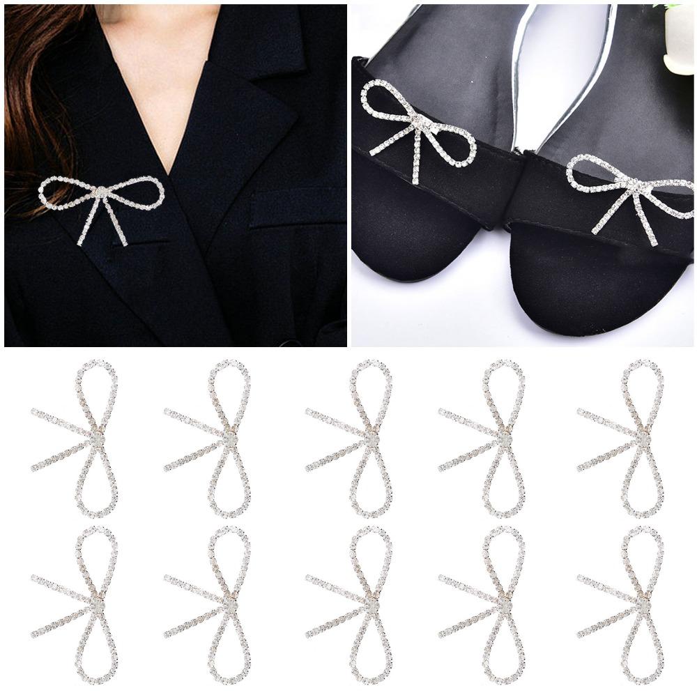10 Stück Funkelnder Strass-Schleifen-Broschen-Pin Vintage Schleifenknoten Krallenketten-Pin Strass-Brosche Für Damen