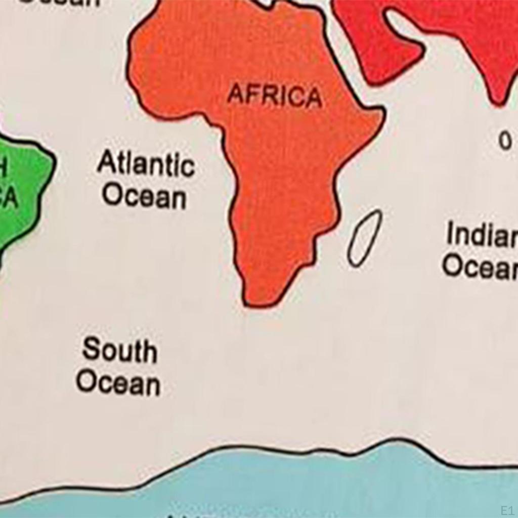 Wooden Jigsaw Puzzle Colorful Continent Educational Children Geography