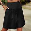Women's Summer High Waist Short Loose Fit Knee-Length Wide Leg Shorts with Pockets Casual Business Work Short