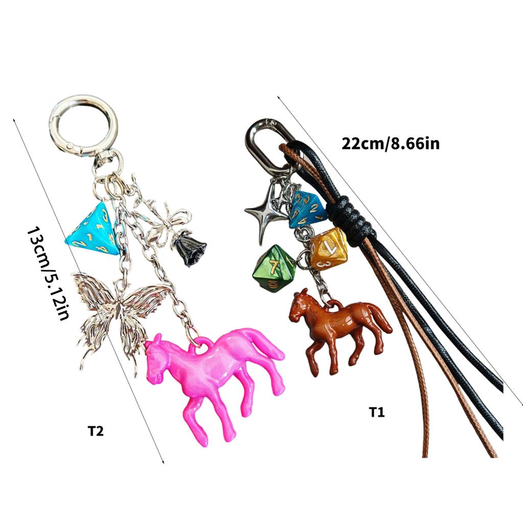 Stilvoller Webseil-Schlüsselanhänger 3D-Würfel und Pferde-Schlüsselanhänger Handgefertigter Taschenanhänger Zubehör für Modebegeisterte