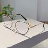 Luxury Brand High Quality Frame Women Trendy Retro Metal Glasses Blue Light Blocking Vintage Cat Eye Decor Eyewear