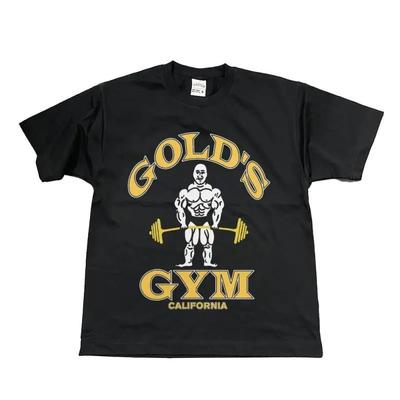 Oversized Short-Sleeve T-Shirt Featuring the Classic Gold's Gym California Graphic Print, Including a Bold Illustration of a Bodybuilder Lifting
