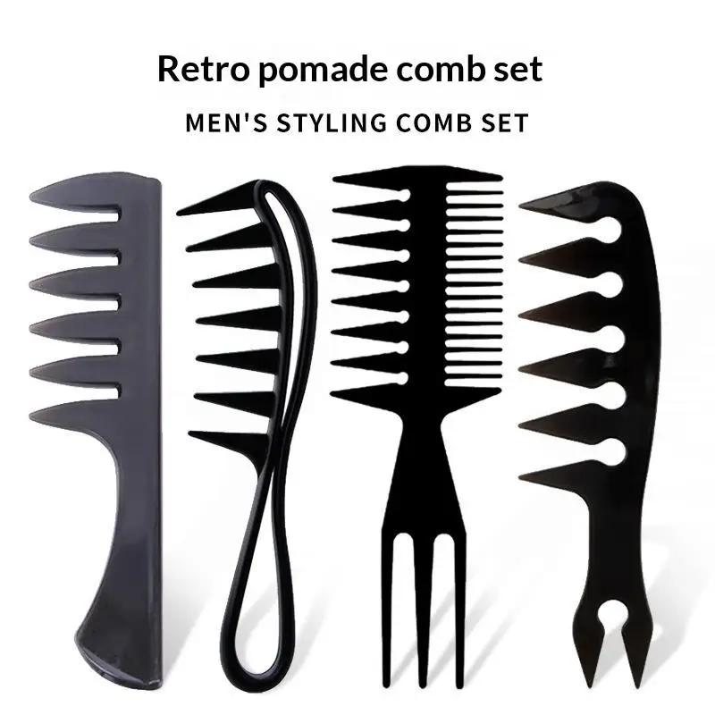 3/4Pcs Styling Comb Set For Men Hair Styling - Wide Tooth Comb Hair Pick Texture Comb Slicked-back Undercut Anti Static Comb