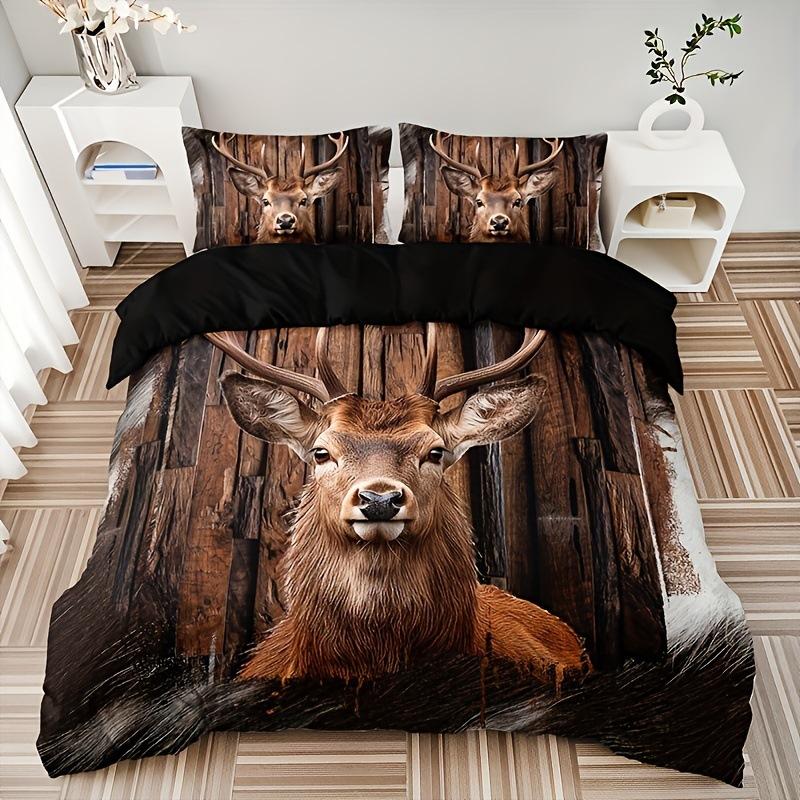 Forest Deer Duvet Set 3D Animal Digital Printing Bedding Set Bedroom Room Decoration