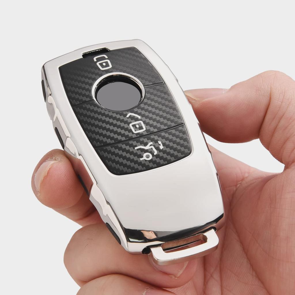 [OATSBASF] Benz Key Case, Benz Key Cover, Carbon Fiber, 360° Full Protection, Scratch Prevention,