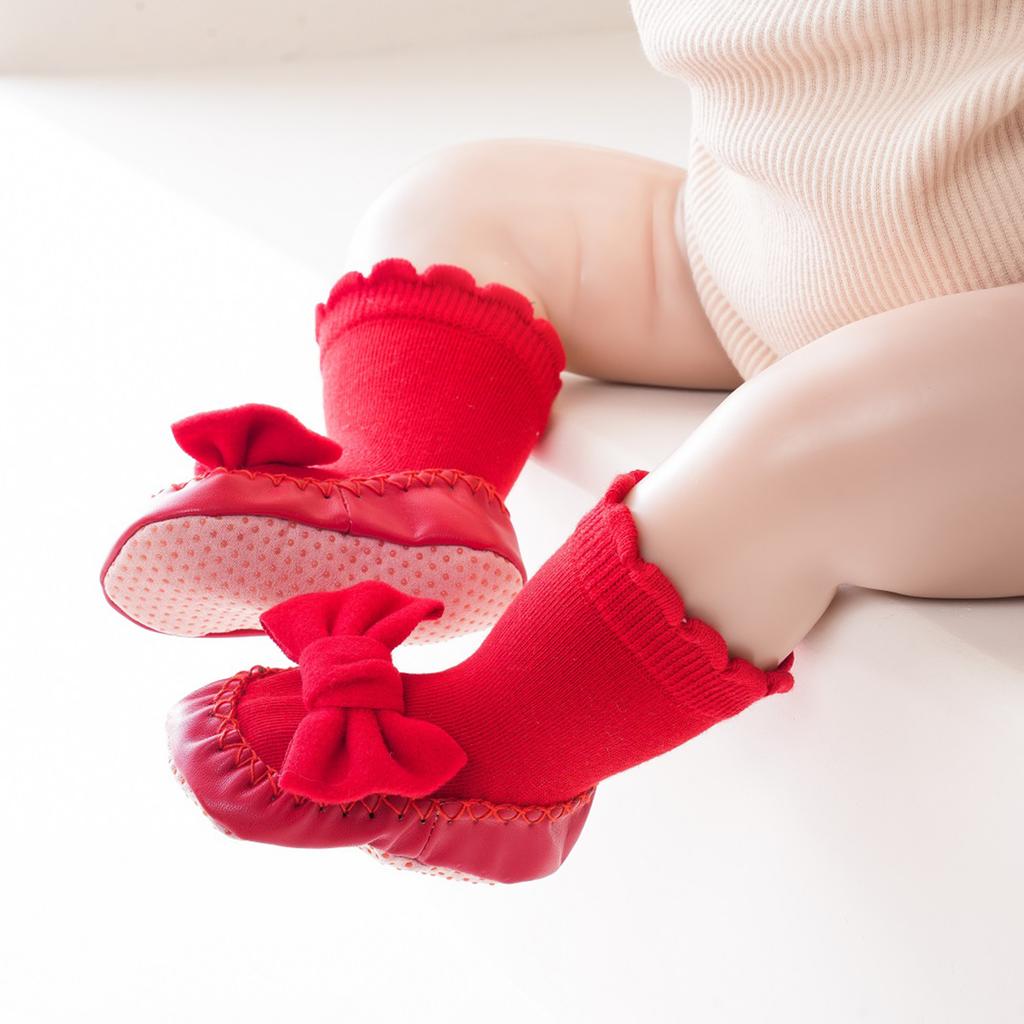 Infant Baby Girls Socks Shoes, Cute Bow Socks Non-slip Socks Soft Lightweight Floor Socks