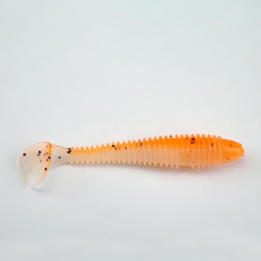 20PCS Soft Micro Soft Fishing Lures T-tail Design Worm Shape T-tail Worm Lure 5.5cm Fishing Tackle Bass Fishing
