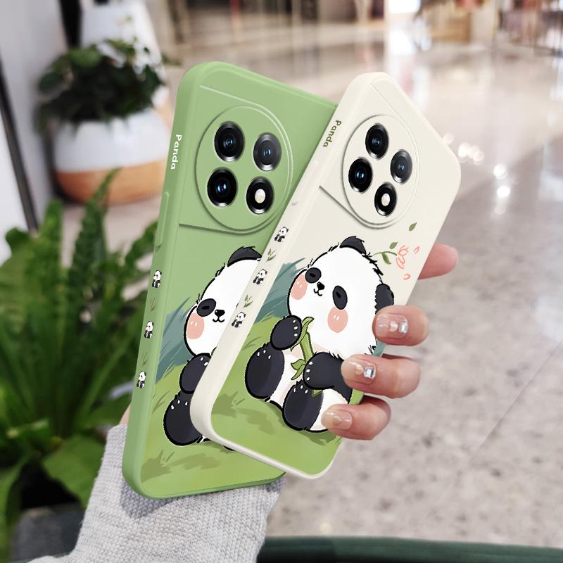 Baby Panda Phone Case For Oneplus 13 13R 12 12R 11 11R 10 10R 10T 9R 9RT 9 8T 8 7 7T Pro 5G Liquid Silicone Cover