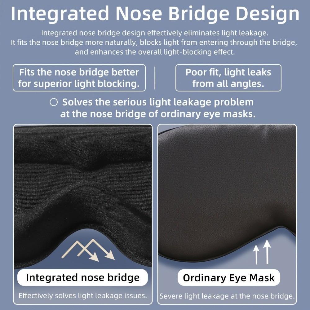 Masque de Sommeil Profond 3D en Mousse à Mémoire Zéro Pression Cache-Yeux Bandeau de Sommeil Voyage Yoga Siestes
