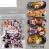 50/100Pcs Kawaii Halloween Nail Charms Cartoon Pumpkin Ghost Cat Mixed Sized Resin Ornaments Cute Spider Web Bat Nail Decor