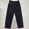 ZYLLO Jeans Pantalones Y2k Jeans Negros Pierna Ancha Hombre Retro Sueltos Moda Pantalones de Moda Hip-Hop Streetwear Y2k American Street Casual Jeans