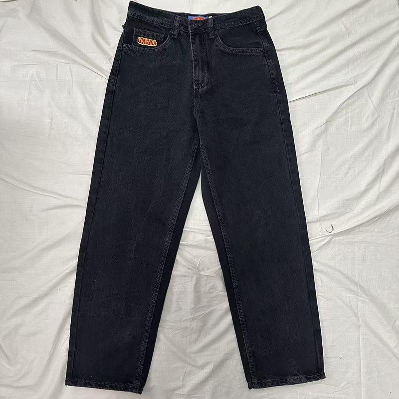 RogueWave Jeans Y2k Pants Black Jeans Wide Leg Men Retro Loose Fashion Trendy Pants Hip-Hop Streetwear Y2k American Street Casual Jeans
