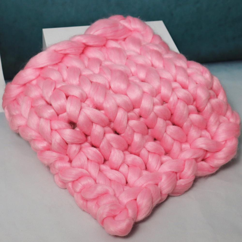 50x50cm Knitted Coarse Woolen Blanket Winter Handmade Knitting Soft Warm Thick Yarn Knitted Blanket Home Bed Sofa Blanket Decor