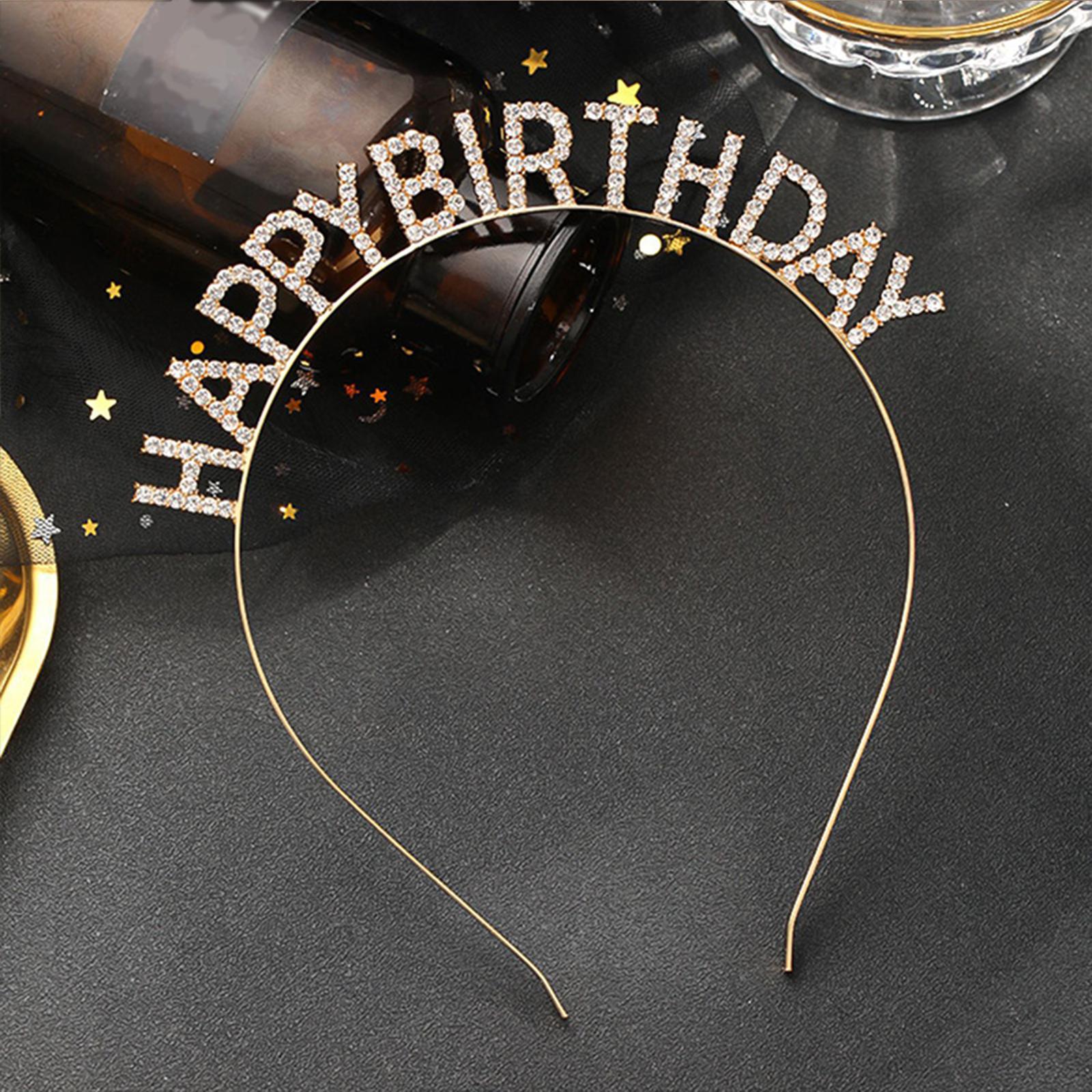 

Повязка на голову на день рождения со стразами One Size золотой