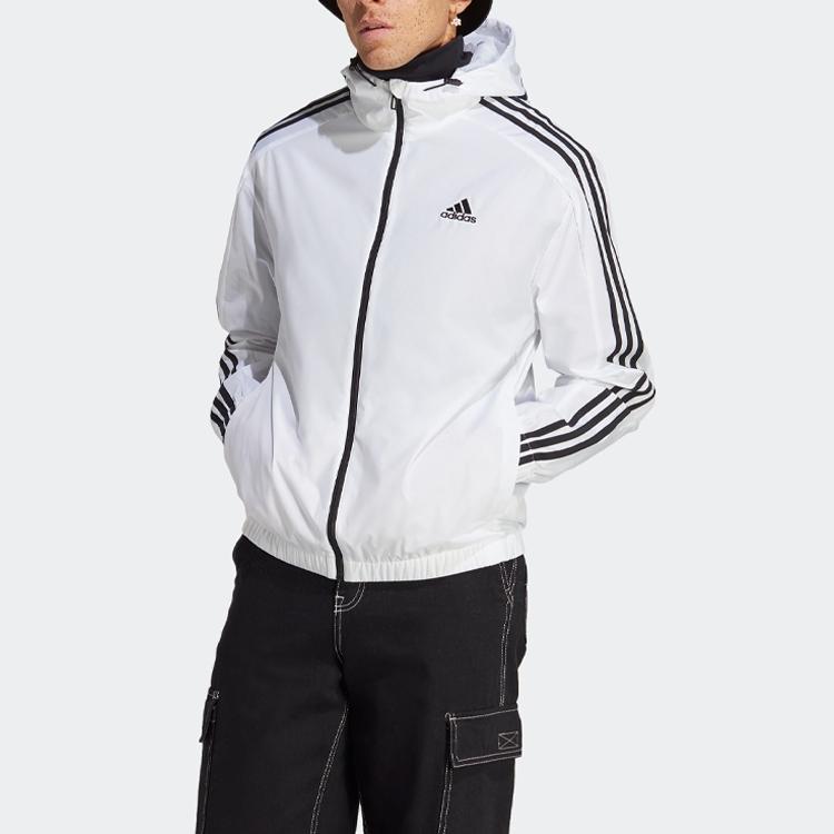 Adidas 3-Stripes Ripstop Hooded Jacket Men Jackets White IB0386