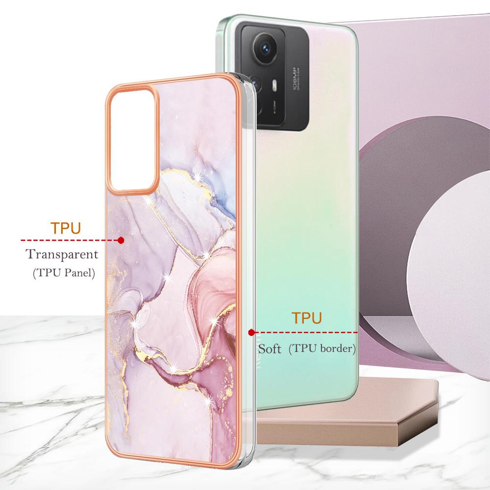For Xiaomi Redmi Note 12S 4G TPU Case with IMD Marble Pattern Electroplated Back Cover