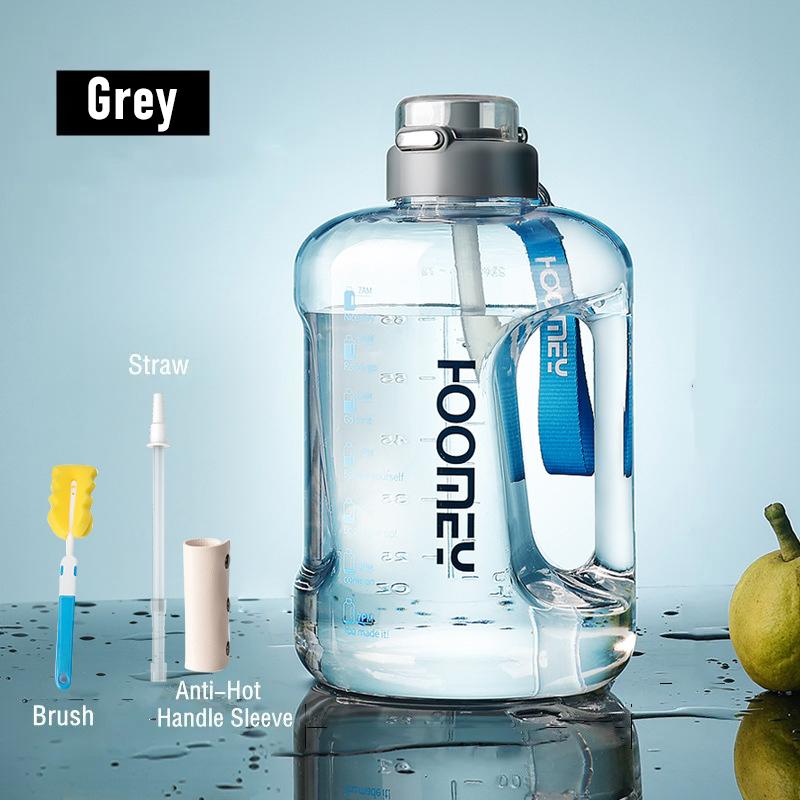 

OLIKEI 1,5/2,5 л спортивная бутылка для воды из тритана с ручкой, не содержащая BPA, герметичная бутылка для тренажерного зала и фитнеса, портативная космическая чашка большой емкости, уличная питьевая бутылка 2500ml серый