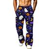 Herren Lockere Weite Beine Cargo Jogginghose mit Taschen Halloween Print für Lässige Outdoor-Kleidung