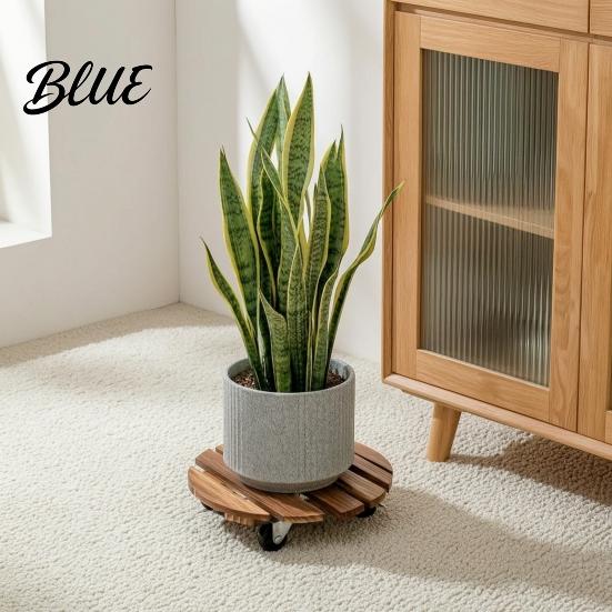 Stable Plant Dolly for Farm Round Wood Caddy with Wheels Heavy Duty Rolling Stand Stoneware Vat Mover Lawn Casters Movable Flower Pot Indoor Outdoor