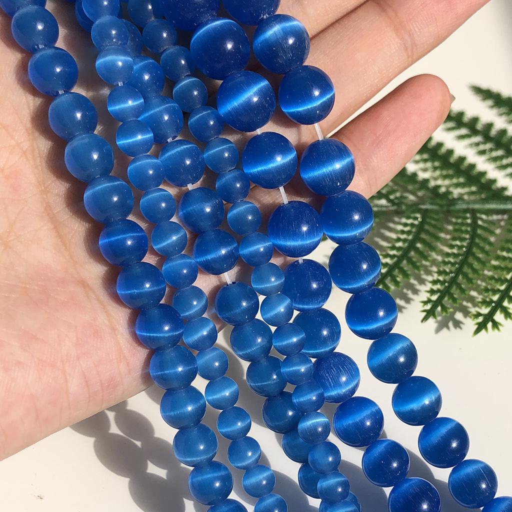 4/6/8/10/12mm Pink Color Cat Eye Opal Beads Natural Stone Glass Loose Beads for Jewelry Making DIY Bracelets Accessories 15''